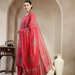 Gulmohar Jaipur Cotton Calf Length Printed Sleeveless Round Neck Straight Kurta Suit Set