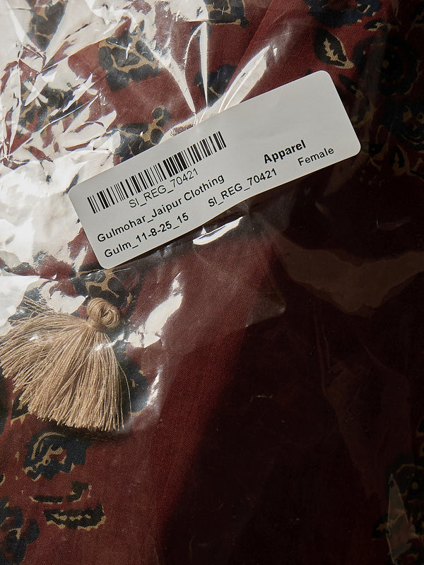 Gulmohar Jaipur Cotton Calf Length Printed Sleeveless Collard Straight Kurta Suit Set