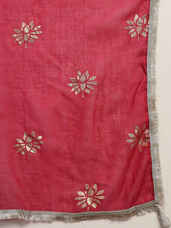 Gulmohar Jaipur Malmal Calf Length Solid Full Sleeves Anrakha Neck Anarkali Kurta Suit Set