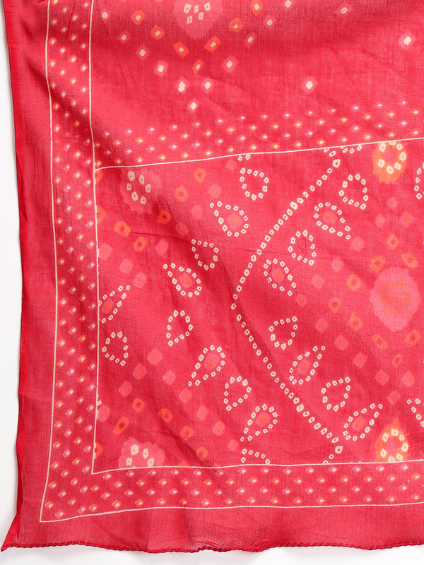 Cotton Calf Length Printed 3/4 Sleeve V-Neck Flared Kurta Suit Set