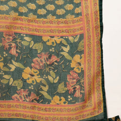 Cotton Calf Length Printed 3/4 Sleeves V-Neck Flared Kurta Suit Set