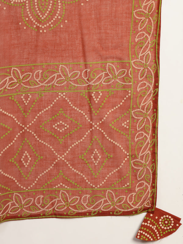 Gulmohar Jaipur Cotton Calf Length Printed Sleeveless Round Neck Straight Kurta Suit Set