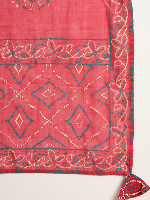 Gulmohar Jaipur Cotton Calf Length Printed Sleeveless Round Neck Straight Kurta Suit Set