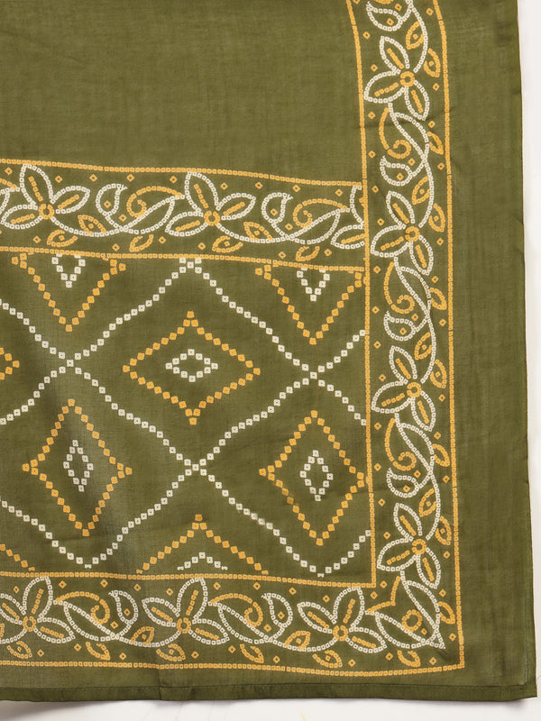 Gulmohar Jaipur Cotton Calf Length Printed Sleeveless Round Neck Straight Kurta Suit Set