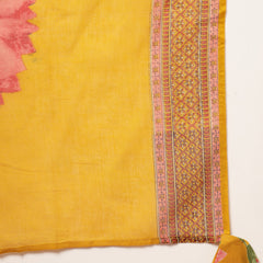 Cotton Calf Length Printed 3/4 Sleeves V-Neck Flared Kurta Suit Set