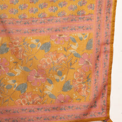 Cotton Calf Length Printed 3/4 Sleeves V-Neck Flared Kurta Suit Set