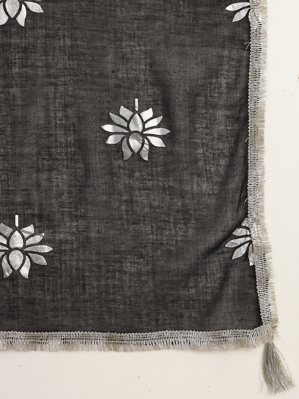 Gulmohar Jaipur Malmal Calf Length Solid Full Sleeves Anrakha Neck Anarkali Kurta Suit Set