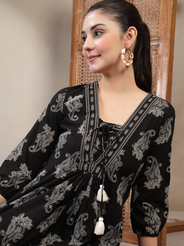 Gulmohar Jaipur Cotton Hip Length Printed 3/4 Sleeves V-Neck Flared Top