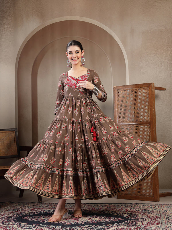 Gulmohar Jaipur Cotton Ankle Length Printed 3/4 Sleeves Sweetheart Neck Anarkali Kurta