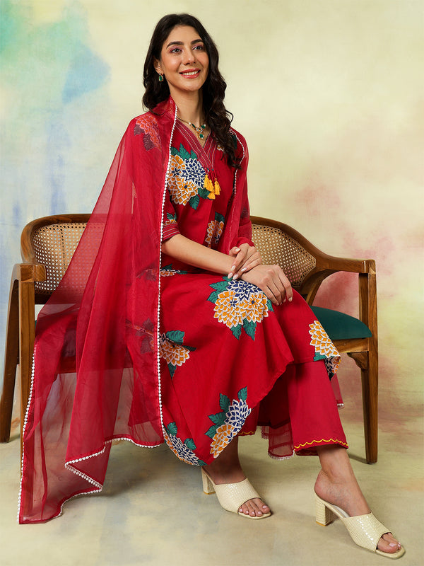 Black Rayon Printed Embroidered Straight Kurta Suit Set