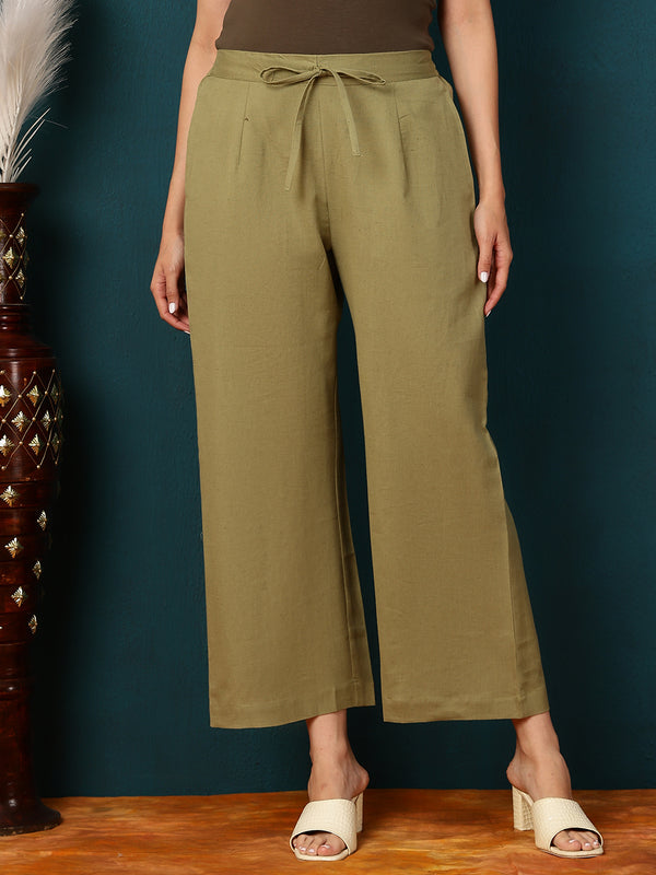 Cotton Flex Ankle Length Solid Regular Bottom