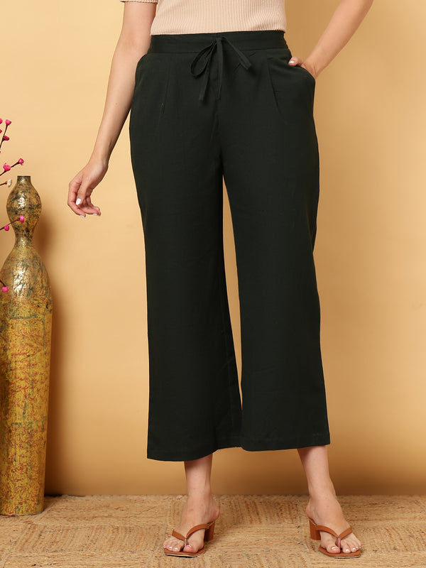 Cotton Flex Ankle Length Solid Regular Bottom