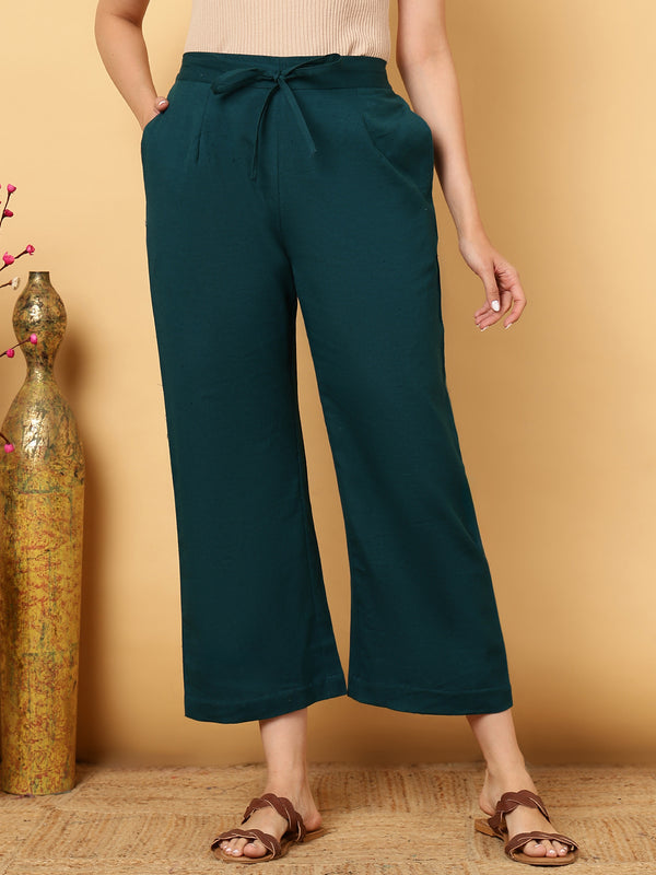 Cotton Flex Ankle Length Solid Regular Bottom