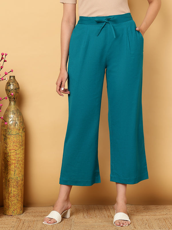 Cotton Flex Ankle Length Solid Regular Bottom