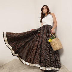 Cotton Ankle Length Printed Flared Skirt