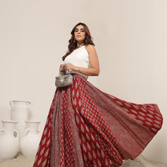 Cotton Ankle Length Printed Flared Skirt