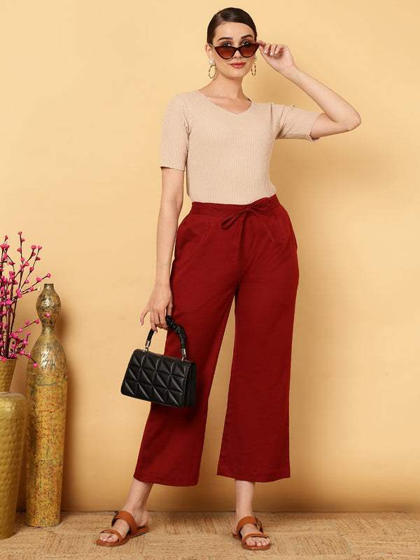 Cotton Flex Ankle Length Solid Regular Bottom