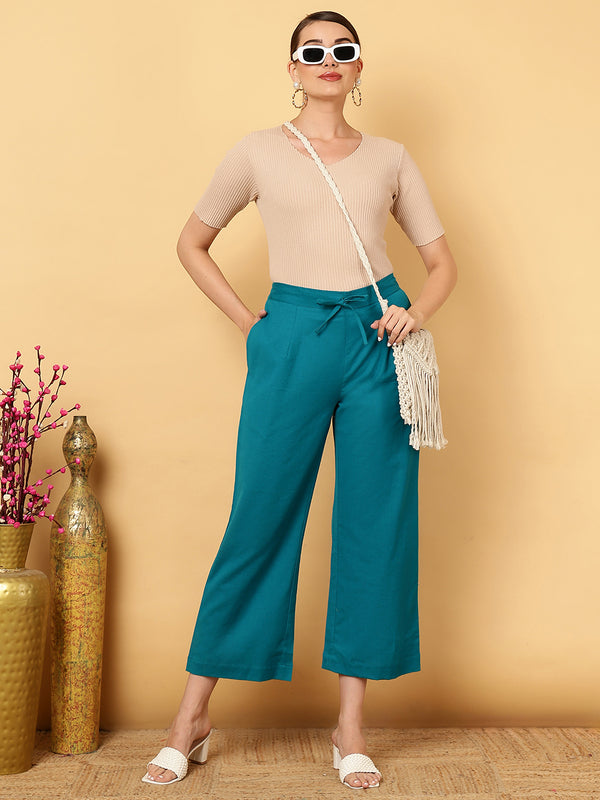 Cotton Flex Ankle Length Solid Regular Bottom