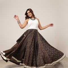 Cotton Ankle Length Printed Flared Skirt