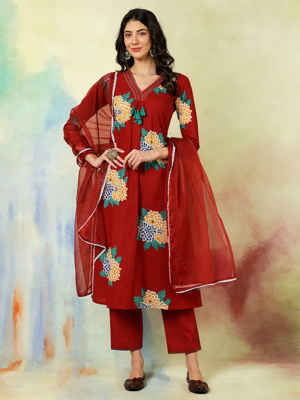 Black Rayon Printed Embroidered Straight Kurta Suit Set