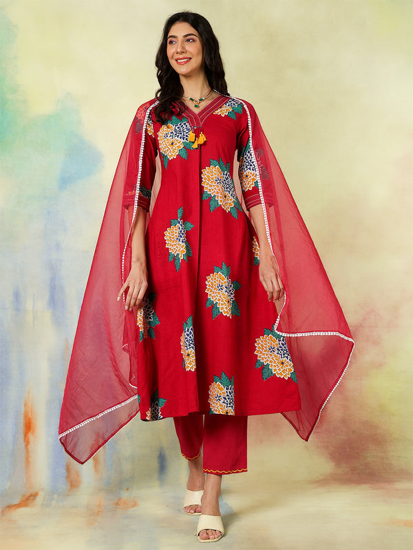 Black Rayon Printed Embroidered Straight Kurta Suit Set