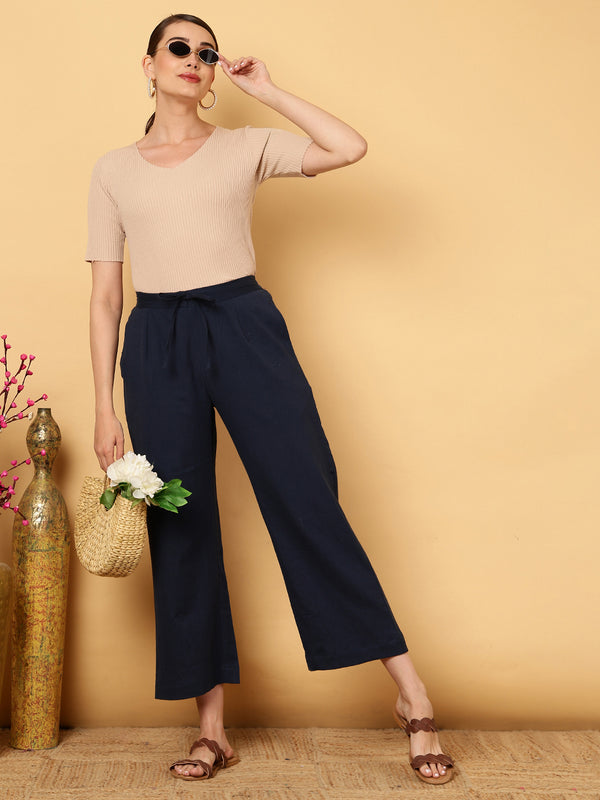 Cotton Flex Ankle Length Solid Regular Bottom