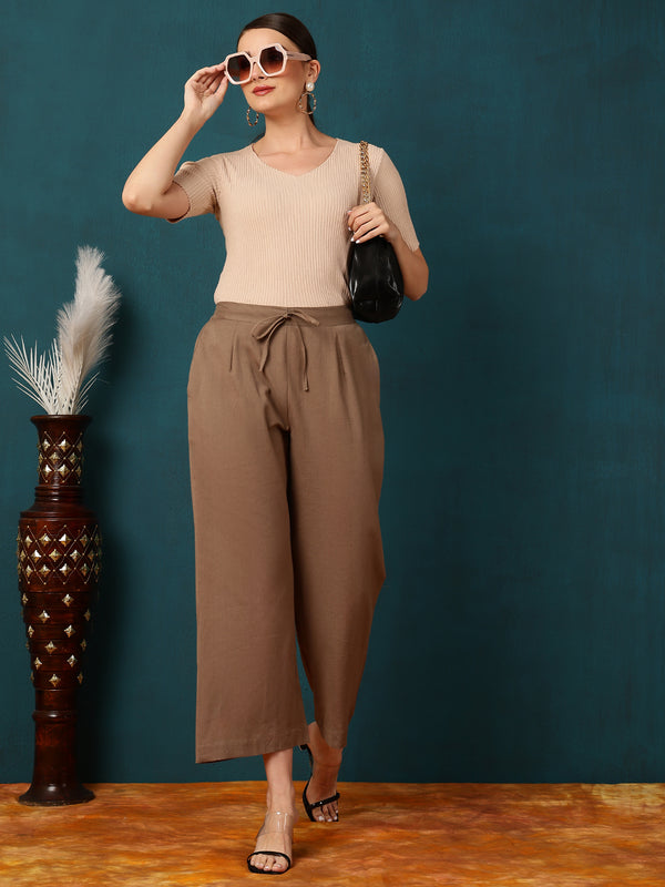 Cotton Flex Ankle Length Solid Regular Bottom