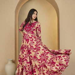 Gulmohar Jaipur Cotton Ankle Length Printed 3/4 Sleeves Sweetheart Neck Anarkali Kurta