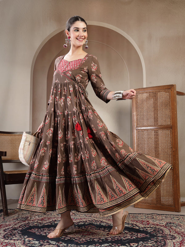 Gulmohar Jaipur Cotton Ankle Length Printed 3/4 Sleeves Sweetheart Neck Anarkali Kurta