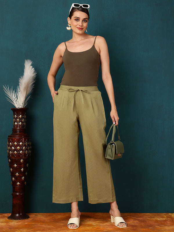 Cotton Flex Ankle Length Solid Regular Bottom