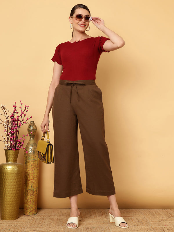 Cotton Flex Ankle Length Solid Regular Bottom