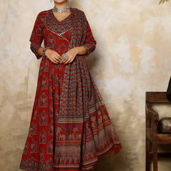 Women Printed Flared Kurta Set
