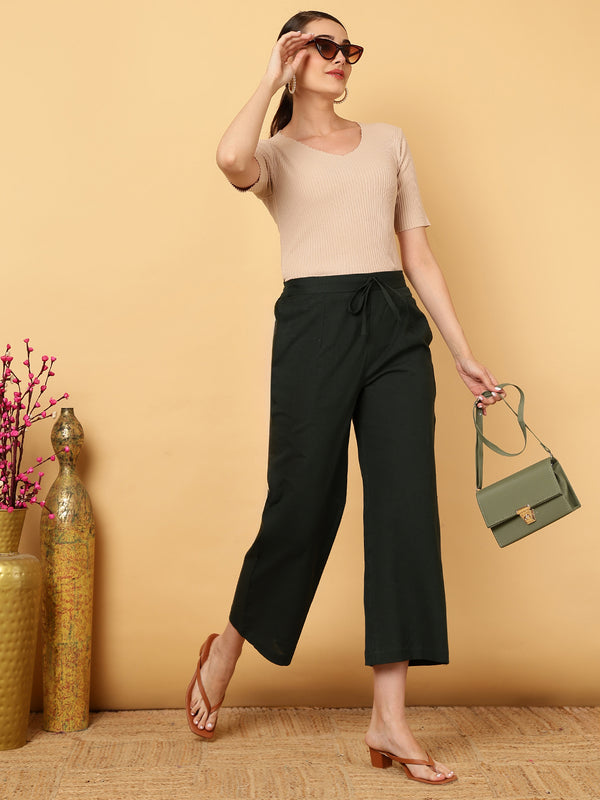 Cotton Flex Ankle Length Solid Regular Bottom