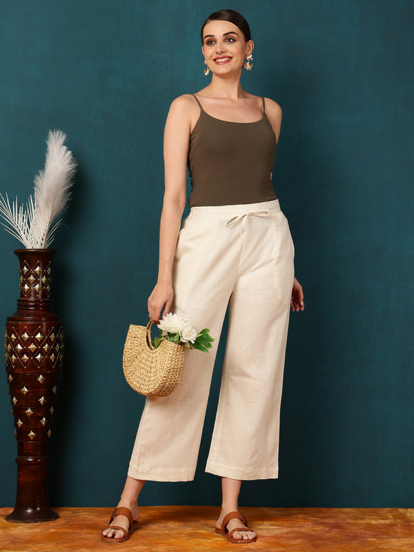 Cotton Flex Ankle Length Solid Regular Bottom