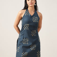 Rayon Mid Length Printed Sleeveless V-Neck Straight Kurta