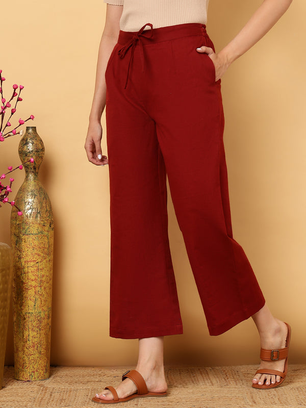 Cotton Flex Ankle Length Solid Regular Bottom