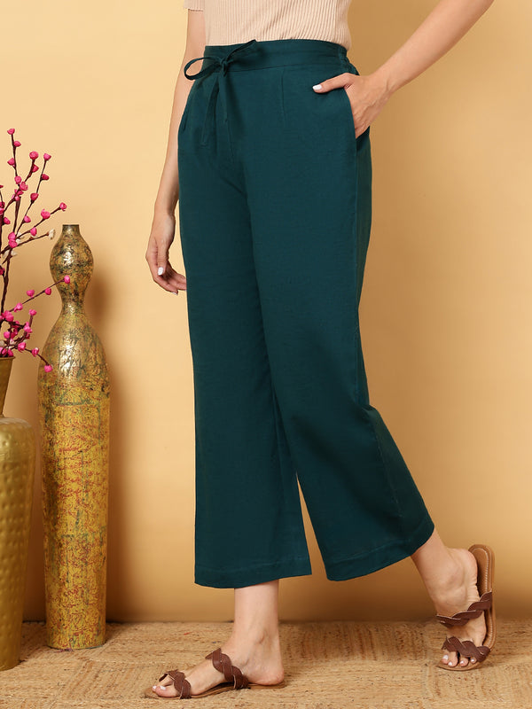 Cotton Flex Ankle Length Solid Regular Bottom