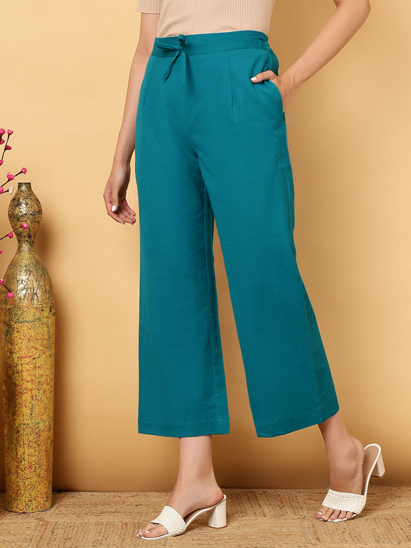 Cotton Flex Ankle Length Solid Regular Bottom