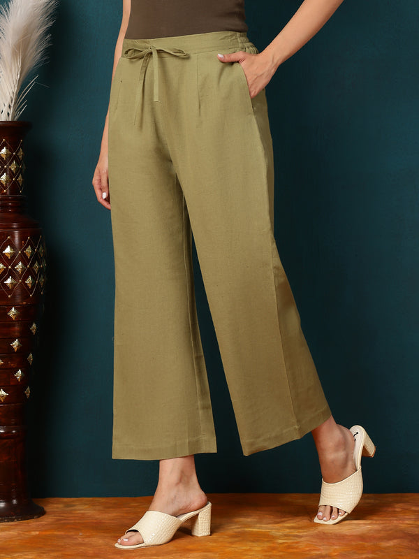 Cotton Flex Ankle Length Solid Regular Bottom