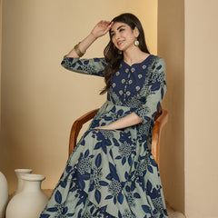 Gulmohar Jaipur Cotton Ankle Length Printed 3/4 Sleeves Sweetheart Neck Anarkali Kurta