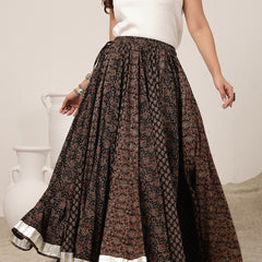 Cotton Ankle Length Printed Flared Skirt