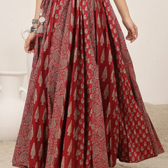 Cotton Ankle Length Printed Flared Skirt