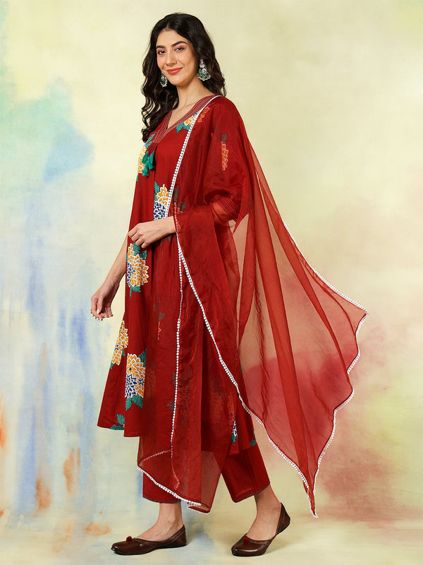 Black Rayon Printed Embroidered Straight Kurta Suit Set