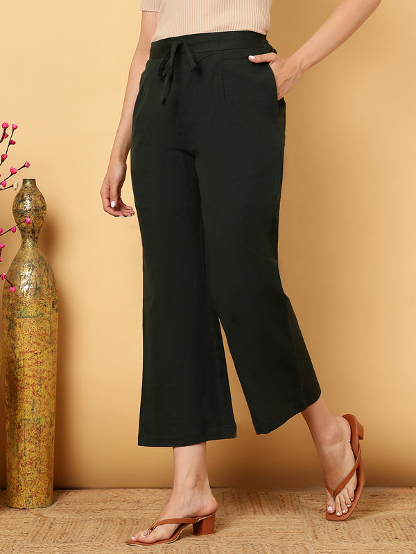 Cotton Flex Ankle Length Solid Regular Bottom