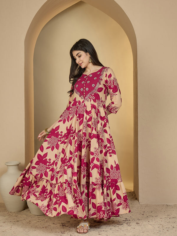 Gulmohar Jaipur Cotton Ankle Length Printed 3/4 Sleeves Sweetheart Neck Anarkali Kurta