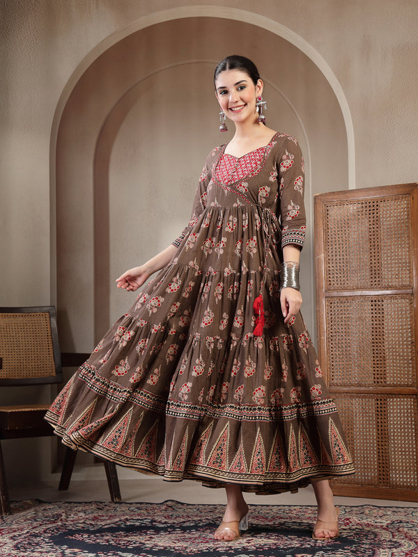 Gulmohar Jaipur Cotton Ankle Length Printed 3/4 Sleeves Sweetheart Neck Anarkali Kurta