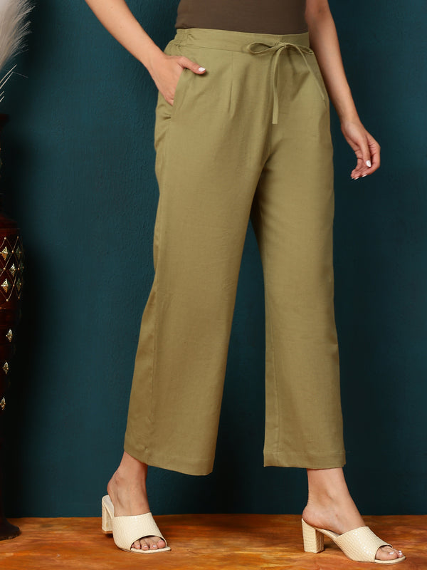 Cotton Flex Ankle Length Solid Regular Bottom