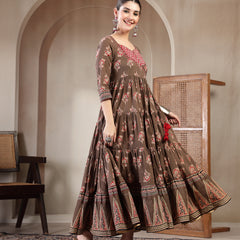 Gulmohar Jaipur Cotton Ankle Length Printed 3/4 Sleeves Sweetheart Neck Anarkali Kurta