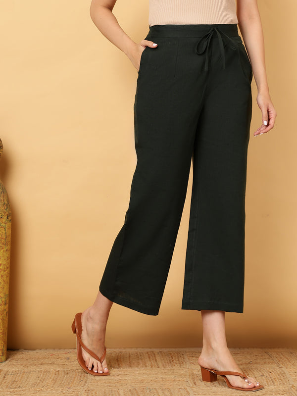 Cotton Flex Ankle Length Solid Regular Bottom