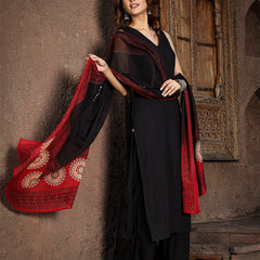 Gulmohar Jaipur Rayon Calf Length Solid Sleeveless V-Neck Straight Kurta Suit Set